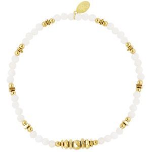 Bijoutheek Armband (Sieraad) elastic staal vierkanten steel balls kralen Wit