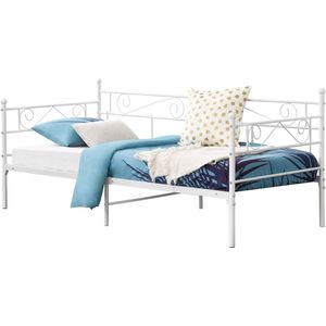 Slaapbank of 3-zitsbank 90x200 cm - Wit Metalen Bedframe