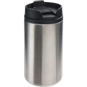 5x Thermosbekers/warmhoudbekers metallic zilver 290 ml - Thermo koffie/thee isoleerbekers dubbelwandig met schroefdop