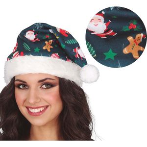 Fiestas Guirca - Groene foute kerstmuts - santa claus - 1 stuks