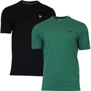 Donnay T-shirt - 2 Pack - Sportshirt - Heren - Maat 3XL - Zwart & Forrest green