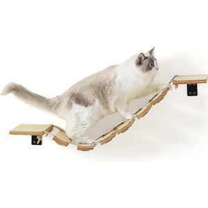 Kattenklimmuur, 32 cm kattenbrug en kattenligstoel voor doe-het-zelf catwalk, kattenhangmat en kattenmuur voor de meeste kittens, middelgrote en grote katten