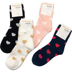 Smiling Socks Hearts and Love Sokken - 4 Paar - Grappige Kousen voor Heren en Dames - One size fits all