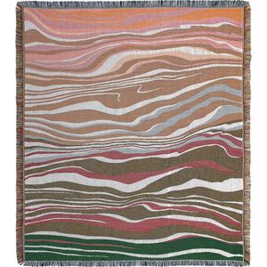Geweven deken met gekleurde strepen - golven - abstracte print - 130 x 150 cm - wandkleed/deken - STUDIO Ivana