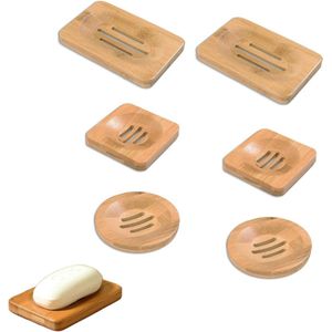 Zeepschaal van Bamboe - Handgemaakt - Geschikt voor Badkamers - Voor Het Bewaren van Zeep (Bruin) - Set van 6