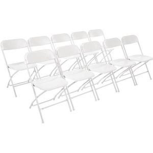 Bolero Oplapbare Stoelen Wit ( Set van 10 )