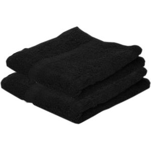 2x Voordelige badhanddoeken zwart 70 x 140 cm 420 grams - Badkamer textiel handdoeken