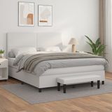 vidaXL - Boxspring - met - matras - kunstleer - wit - 180x200 - cm