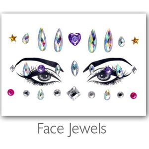 Festival Diamant Face Jewels (Zilver/Paars/Roze) [Dots Strass Steentjes met zelfklevend Plaklaag - Sticker Diamantjes voor Lichaam en Gezicht - Festival tattoo set outfit diamand glitter - Juwelen Face Glitterstiften tattoos kinderen]