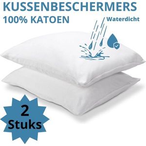 Droomtextiel Kussenbeschermer Waterdicht - 50x60 cm - 2 stuks - 100% Katoen - Anti allergie - Met Rits