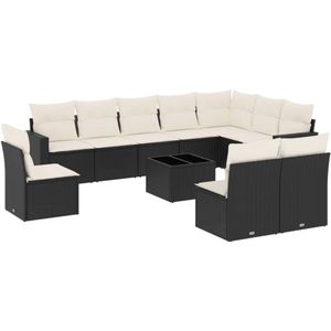 vidaXL Loungeset 11-delig - Poly Rattan - Zwart Loungeset - Tuinlounge - Buitendining - Lounge Set - Tuinmeubels