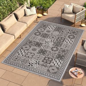 Tapiso Melissa Vloerkleed Grijs Indoor Outdoor Laagpolig Mozaiek Tapijt Maat- 200x290