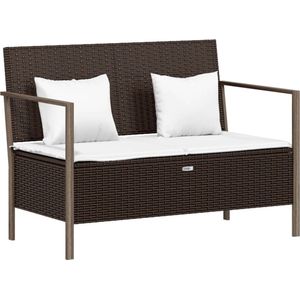 vidaXL Tuinbank 2-zits met kussens - Poly Rattan Tuinbank - Lounge Set - Outdoor Furniture - Patio Furniture - Garden Bench