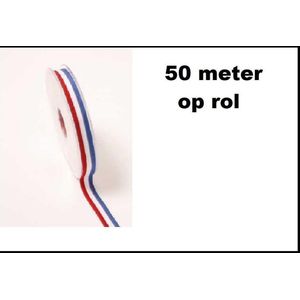 Medaille lint rood/wit/blauw 50 meter - Koningsdag Holland Nederland national medaille lint thema feest kampioen