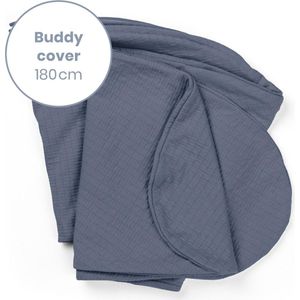 Doomoo Buddy Cover - Hoes voor Voedingskussen Buddy - Biologisch Katoen - 180 cm - Tetra Jersey Blue