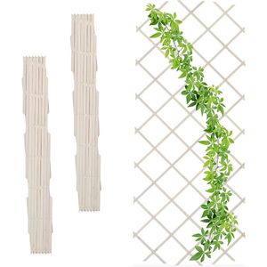 Uitschuifbaar Houten Klimplantenrek Set van 3 - 180x90 cm - Tuin Balkon Terras - Trellis Wit