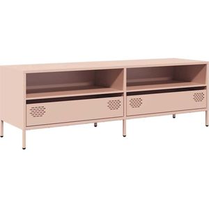 vidaXL Tv-meubel roze staal 135x39x43,5 cm Tv-meubel - Tv Stand - Rooskleurig Meubilair - Modern Tv Kast - Opbergkast