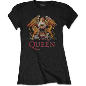 Queen - Classic Crest Dames T-shirt - XS - Zwart