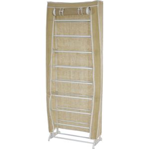 Schoenenkast Campingkast Vouwkast stof 140x52x18cm crème