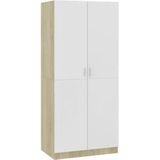 vidaXL Kledingkast 80x52x180 cm spaanplaat wit en sonoma eikenkleurig