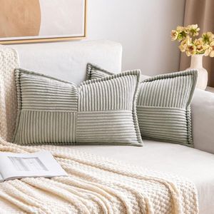 Corduroy kussenslopen set - fluweel zacht - sierkussen - moderne decoratie - bankkussens - woonkamer slaapkamer - lichtgrijs - 40 x 60 cm .