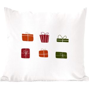 Sierkussen - Kerst Cadeau Design - Multicolor - 50 Cm X 50 Cm