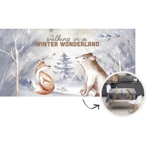 Tafelkleed - Tafellaken - 300x150 cm - Winter - Vos - Sneeuw - Beer - Binnen en Buiten