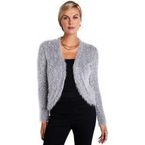 Kort bolero-vest met gebreid bonteffect