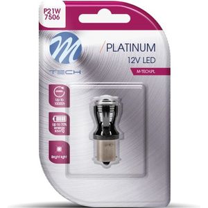 M-Tech LED P21W BA15s 12V - Platinum - Canbus - 4x Osram Led diode - Wit - Enkel