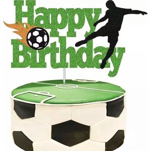Voetbal Taart Topper Happy Birthday - Taartdecoratie - Taartversiering - Verjaardag Versiering Jongen - Voetbal Feestdecoratie - Voetbal Thema - Feestartikelen - Verjaardagscadeau - Voetbalfeest - Taartaccessoires - Soccer - Sport