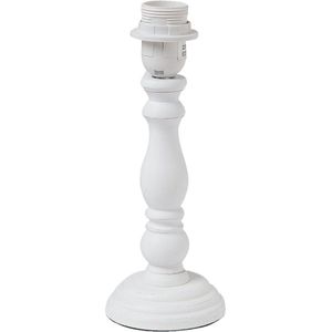 HAES DECO - Lampenvoet - Formaat Ø 10x26 cm, kleur Wit, gemaakt van Hout voor Fitting E27/max 1x40W - Lampvoet, Tafellamp