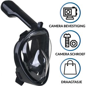 MOKI Duikmasker Kids en Volwassenen - Full face duikbril met snorkel - snorkelset zwart - snorkelmasker - inclusief waterdichte telefoonhoes