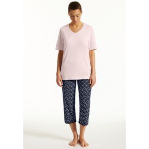 Schiesser Uncover Pyjama 3/4 broek - 506 Blue/Pink - maat 36 (36) - Dames Volwassenen - 100% katoen- 177166-506-36
