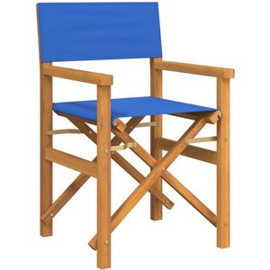 vidaXL Regisseursstoel - Teakhout - Blauw - Inclusief Stof Regisseursstoel - Teak Fauteuil - Buitensteun - Lounge Stoel - Klapstoel