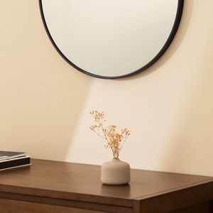 Navaris spiegel voor de wand - Ronde wandspiegel 60 cm - Aluminium frame in zwart - Voor badkamer, woonkamer of slaapkamer