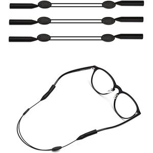 Verstelbaar Brillenkoord 3 Stuks - Zonnebrilarmband Houder - Sportbrillen Bevestigingskabel - Zwart - Voor Mannen Vrouwen Kinderen - 81 ~ 116 pollici Brillenkoord