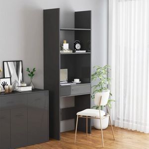 vidaXL Boekenkast - Hoogglans Grijs - 60x35x180 cm Bibliotheek - Boekenkast - Opbergkast - Design Meubilair - Grijze Meubelen