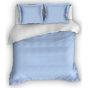 Flanellen Romanette Dekbedovertrek Comtesse Blauw/Wit-240x200/220