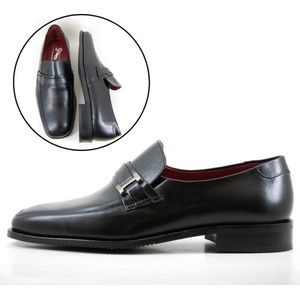 Stravers - Maat 50 Loafers Zwart Leer Heren. Nette Instappers met Rubberzool Grote Maten