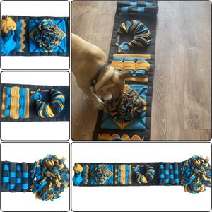 Snuffelmat voor honden en katten. Snuffelmat maat XL in de kleuren antraciet/petrol/oker. Hersenwerk voor huisdieren. MadeByShuko. Snuffelkleed-Speelkleed-Voerkleed-Hondenpuzzel-Voerpuzzel-Slowfeeder-Intelligentie speelgoed voor hond en kat