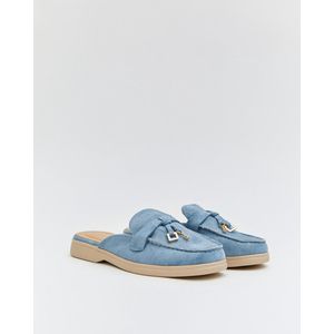 Dames Loafers - Blauw - Suedine - Maat 39 - Instappers