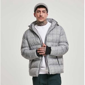 Urban Classics Winterjacke Hooded Check Puffer Jacket White/Black-S