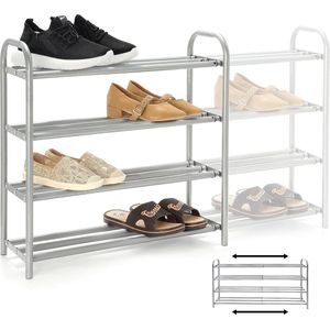 4-laags uitschuifbare schoenenrekorganisator, stevig metalen rek voor maximaal 20 paar schoenen, ruimtebesparend rek voor kledingkast.