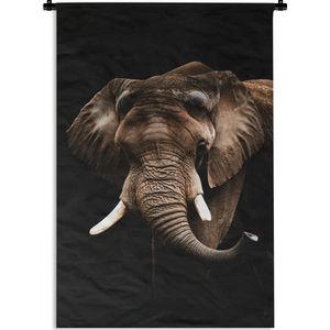 Wandkleed - Olifant - Zwart - Dieren - 120x180 cm - Wandtapijt