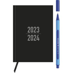 Kangaro agenda 2023/2024 - A6 - zwart - inclusief Schneider balpen Slider Edge XB - blauw - WS-23902