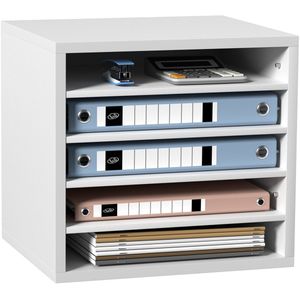 Bureau Organizer - Brievenbak - Postbakje - Brievenbakjes - Kantoor - 5 Vakken - A4 - Verstelbaar - 35,5x30,5x33cm - Hout - Wit