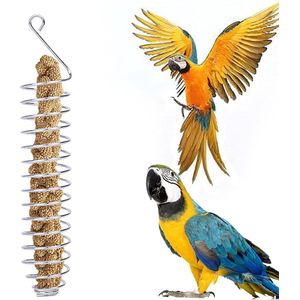 Voedselstokhouder, 2 stuks roestvrijstalen papegaaienvoeder vogelaccessoires fruit- en groentehouder voerbak intelligentie speelgoed geschikt voor verschillende kippen, papegaaien en grote vogels