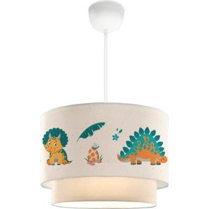 Design hanglamp Lurgan E27 wit met dinosaurus motief