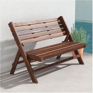 Gartenbank, 2-Sitzer Sitzbank, Holzbank mit Rückenlehne, Parkbank, bis 250 kg belastbar, für Garten, Balkon, Verkohlt, 122 x 63 x 83 cm