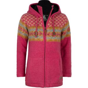 Gebreid Wollen Dames Vest van Schapenwol met Polyester Fleece voering en afneembare capuchon - SHAKALOHA - W Glacier ZH Pink M.